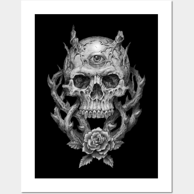 Skull and Rose Wall Art by Paul_Abrams